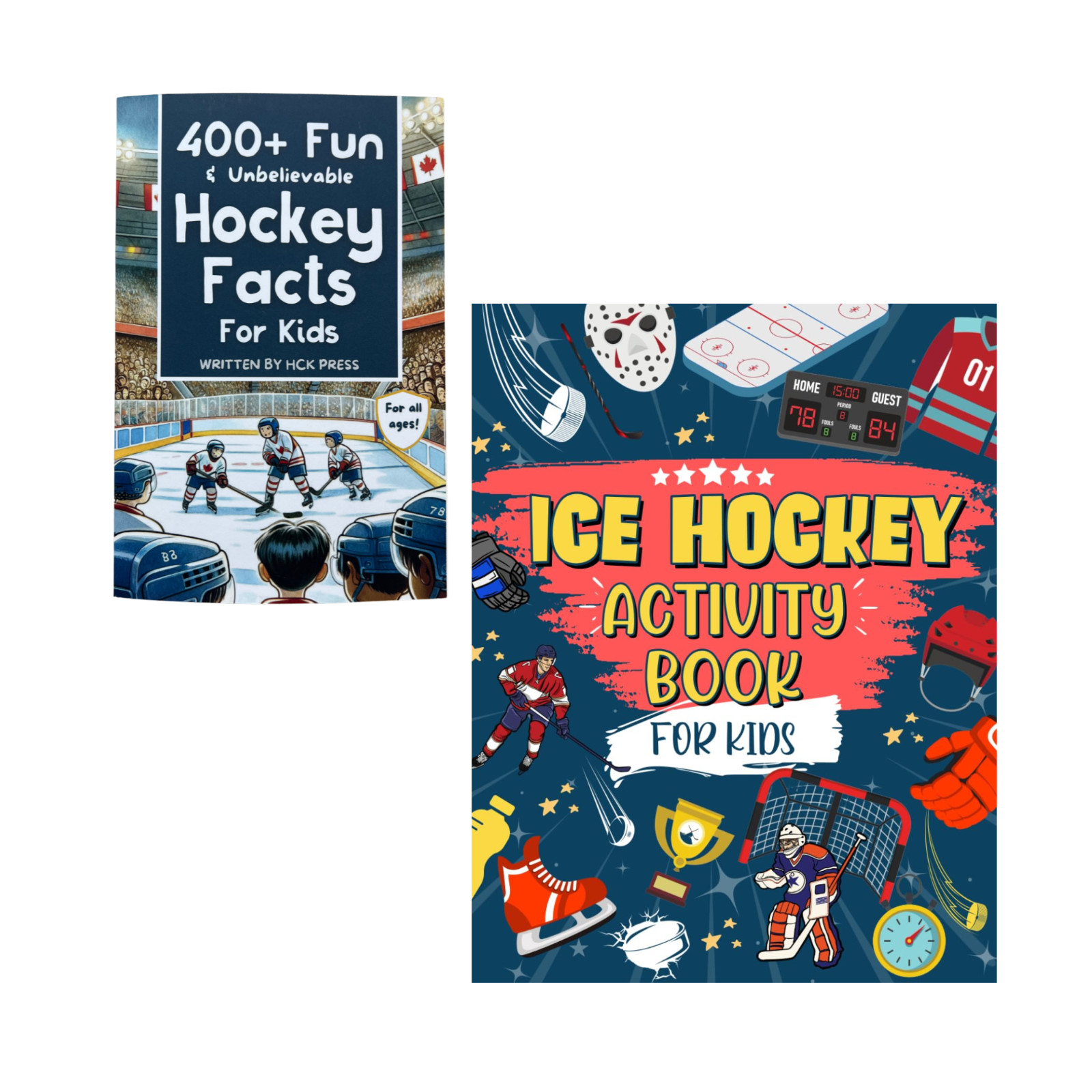 LOT of 2 Children’s ICE HOCKEY Book Activity Coloring Book +400 Hockey Stories