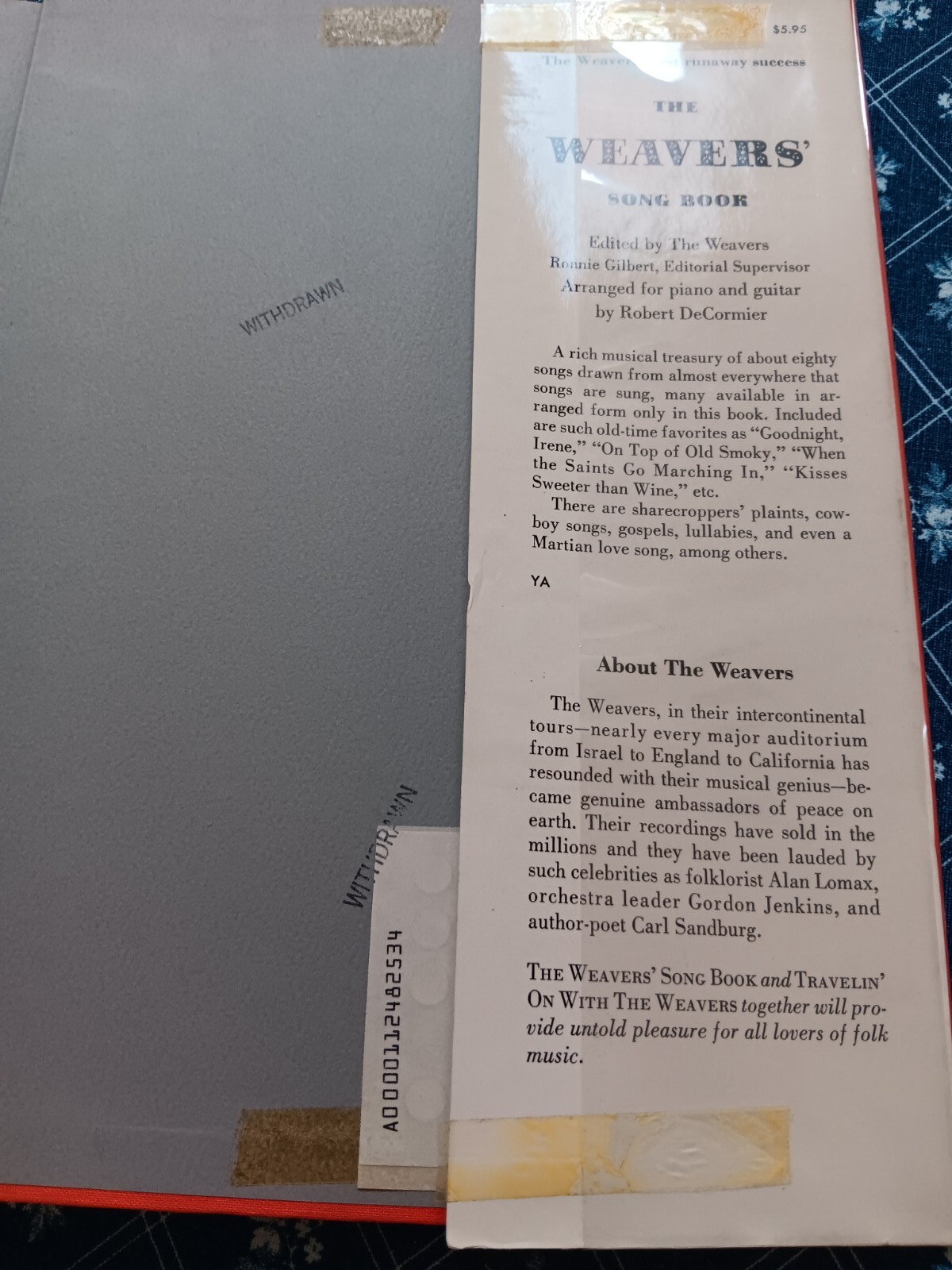 Travelin’ On With The Weavers Song Book (1966 Harper & Row) Hardcover, 165 pages