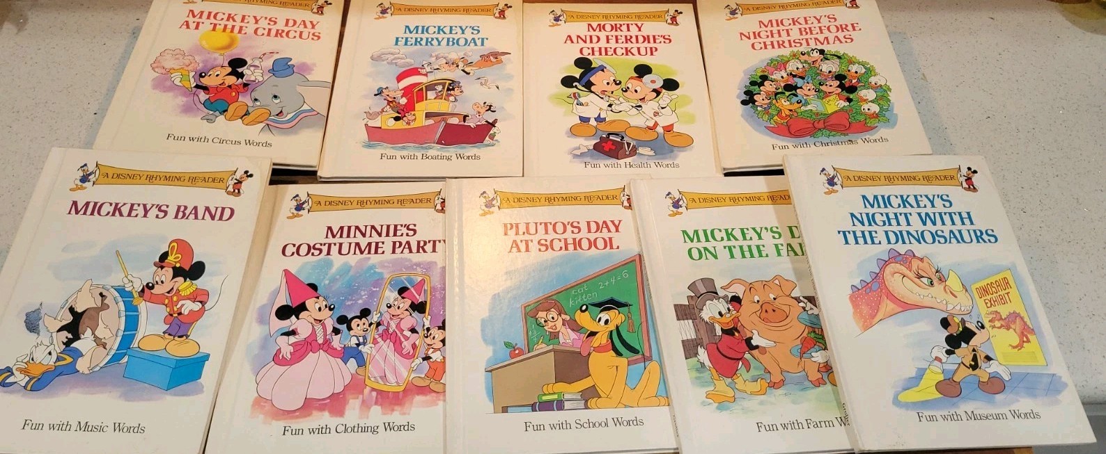 Lot 29 Vintage Disney Rhyming Reader Books Series Hardcover Mickey Grolier 1988