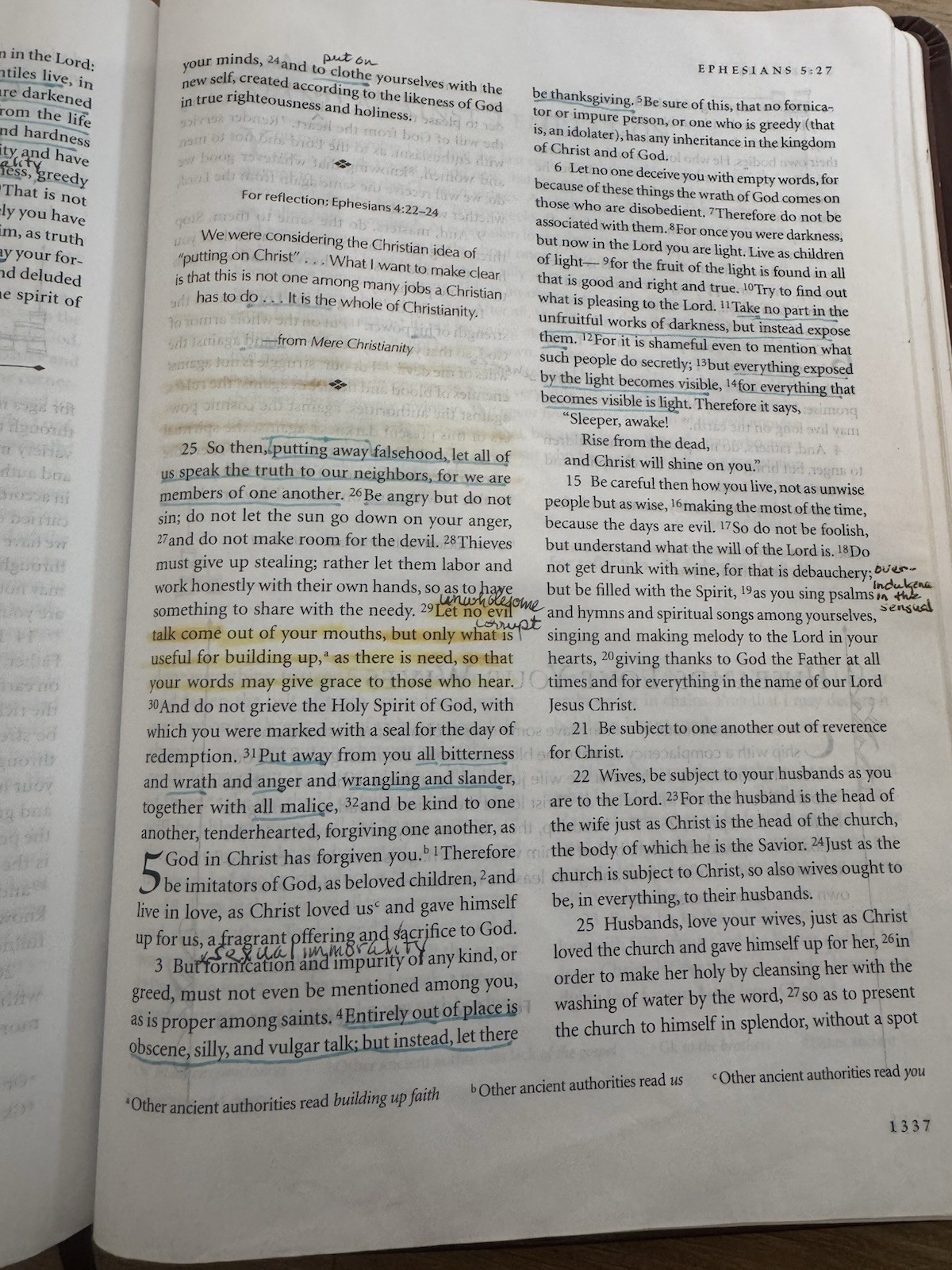 The C. S. Lewis Bible – NRSV – Leather Bound Harper One 2010