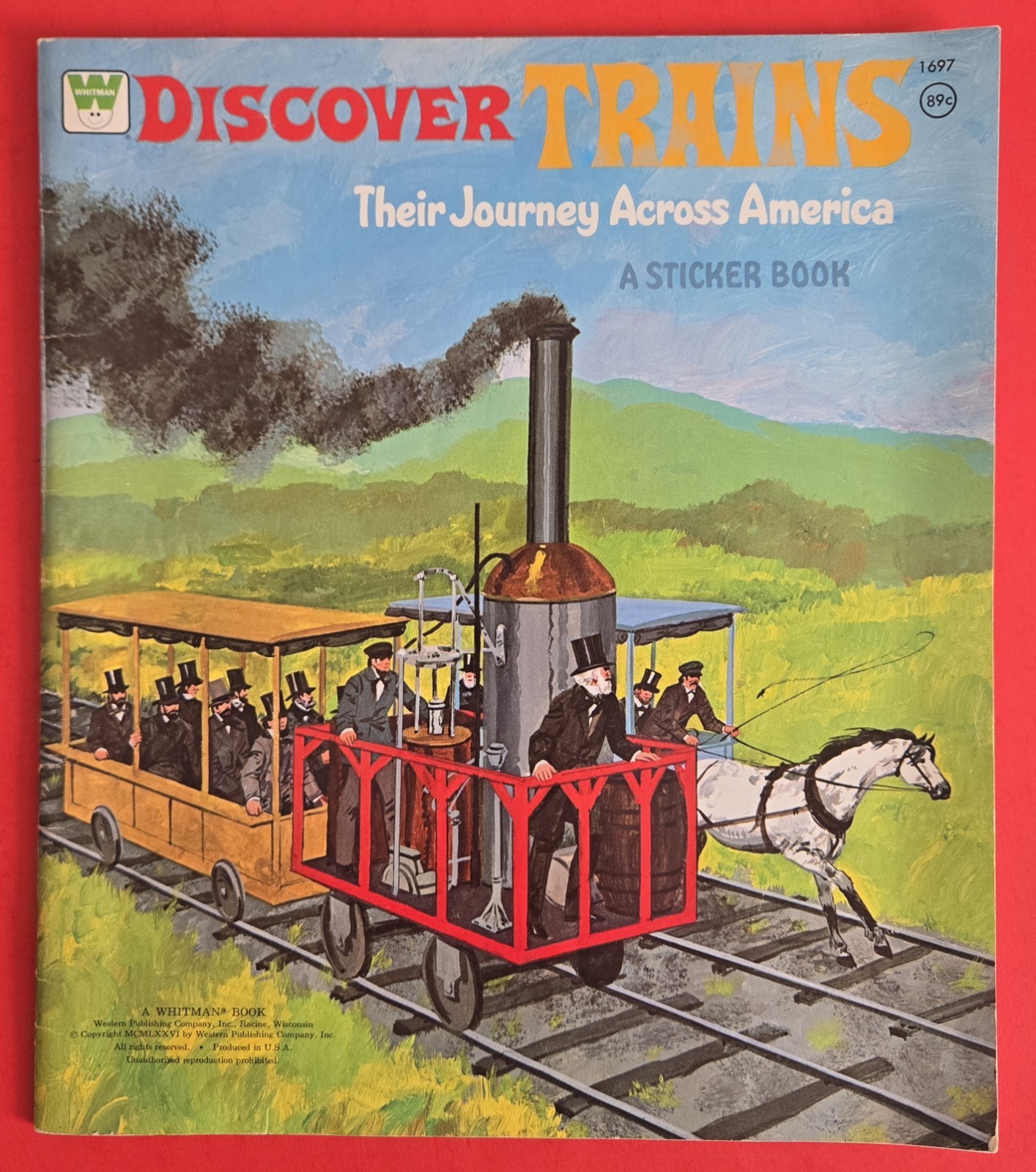 Whitman Discover Trains Railroads Sticker Book 1975 Unused Vintage USA SELLER