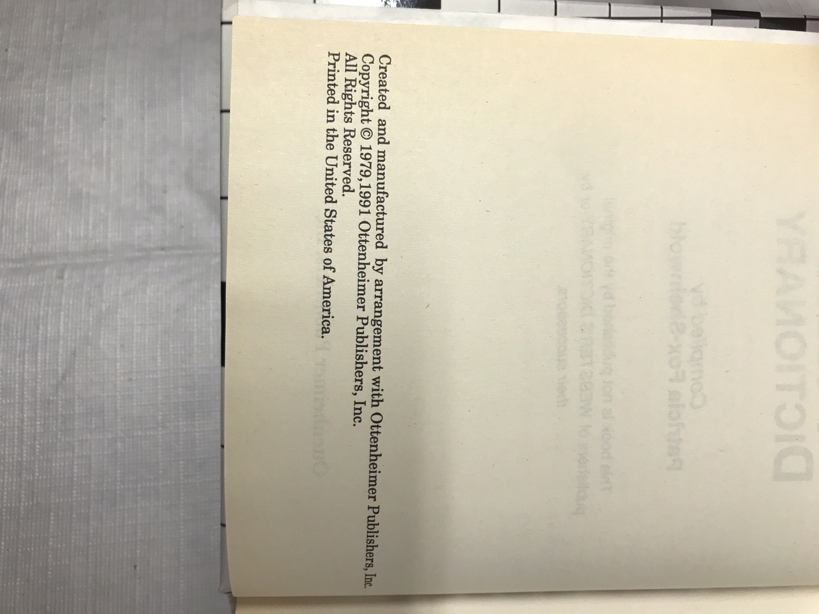 Webster’s Crossword Puzzle Dictionary 442 Pages 8.5″x5.5 Hardcover VTG 1991 READ