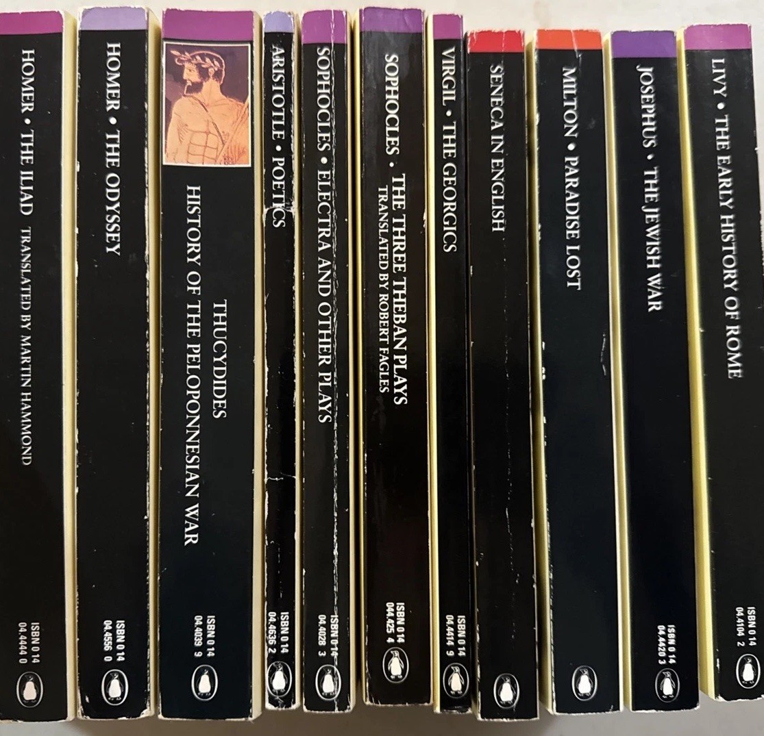 11 Penguin Classics, Trade PB, Black Spines, Sophocles, Homer, Milton, Virgil…