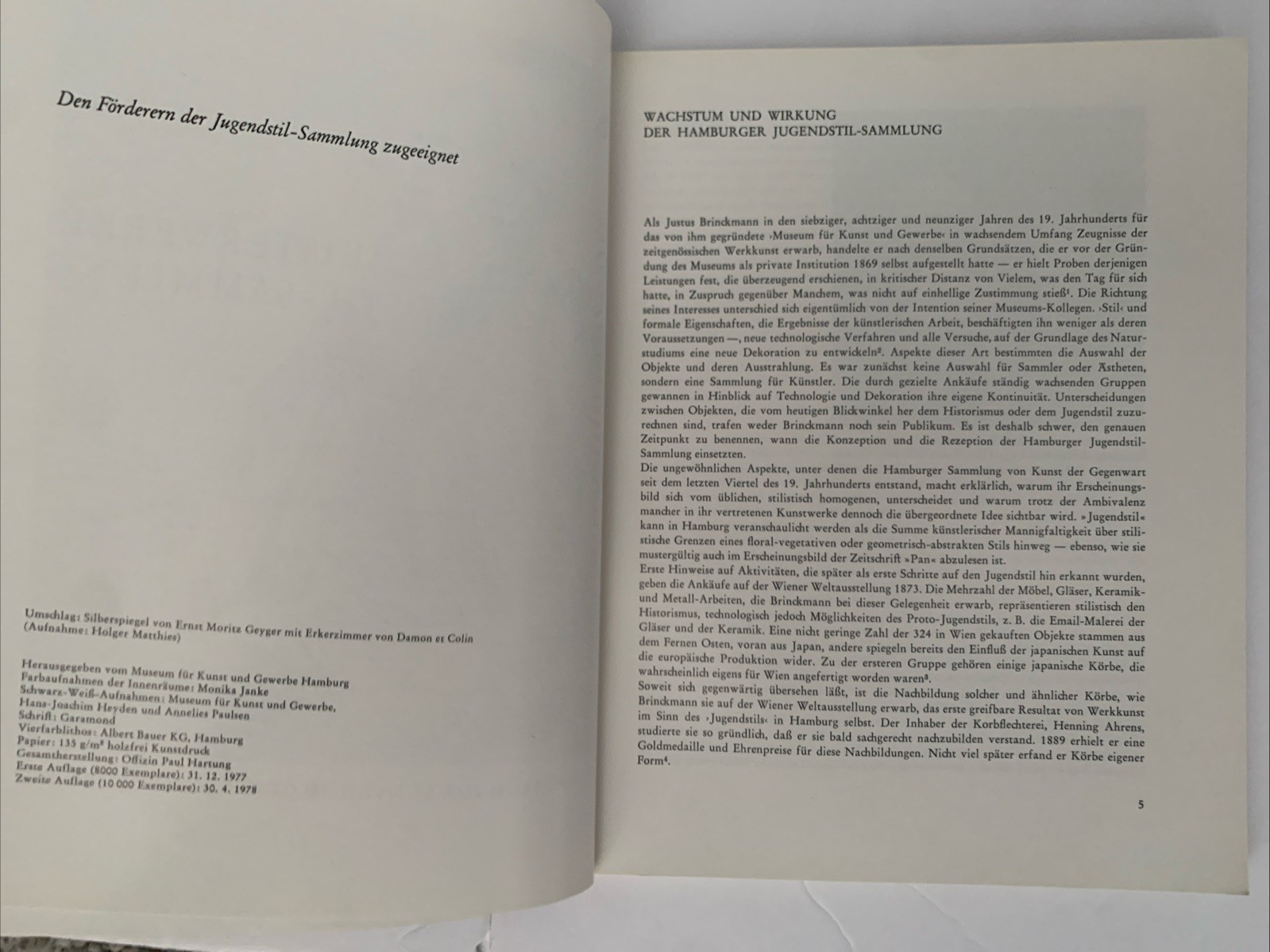 1977 GERMAN Art Nouveau Räume und Meisterwerke der Jugendstil Sammlung HAUMBURG