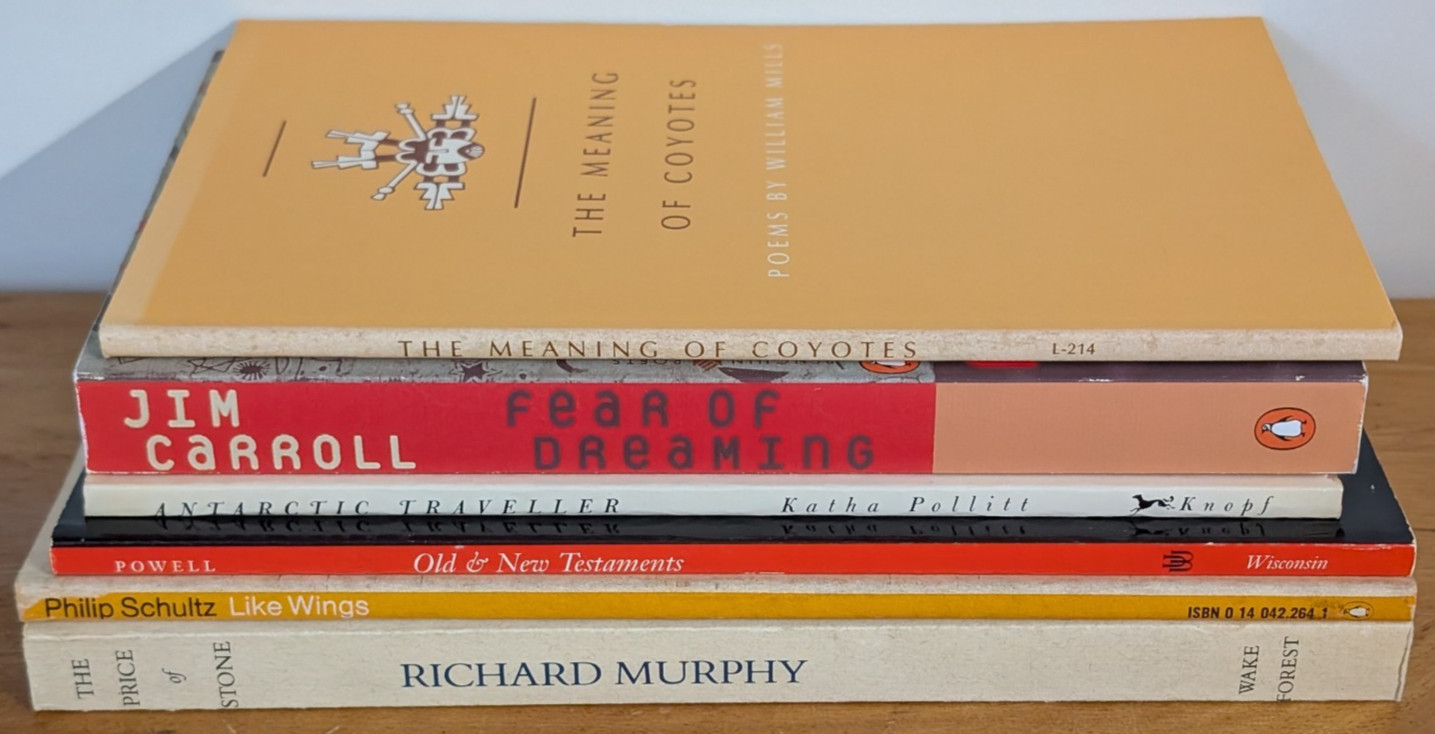 Lot of 6 Poetry Books, Mills, Carroll, Pollitt, Powell, Schultz, Murphy..lot 119