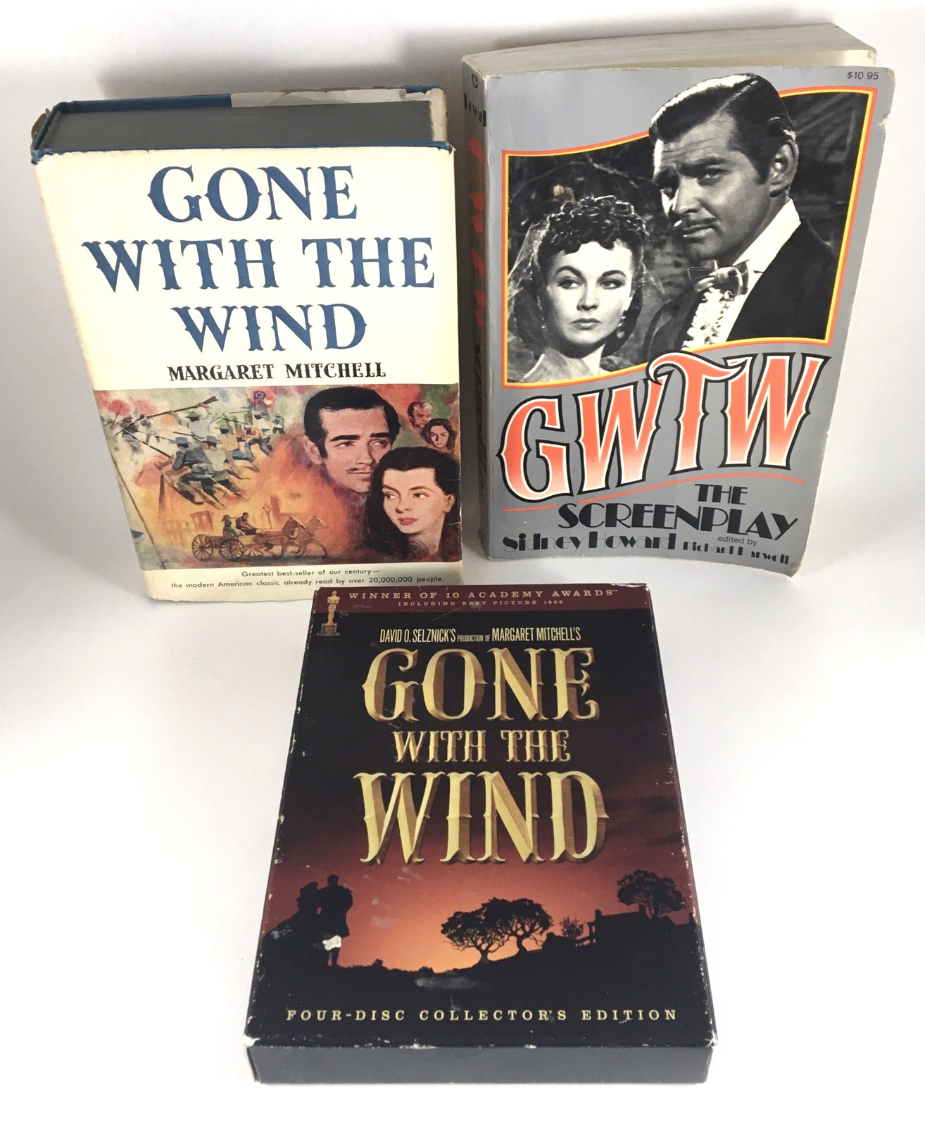 Gone with the Wind Media 3pc Lot: DVD 4-Disc Set, PB Screenplay, HC/DJ Book Club