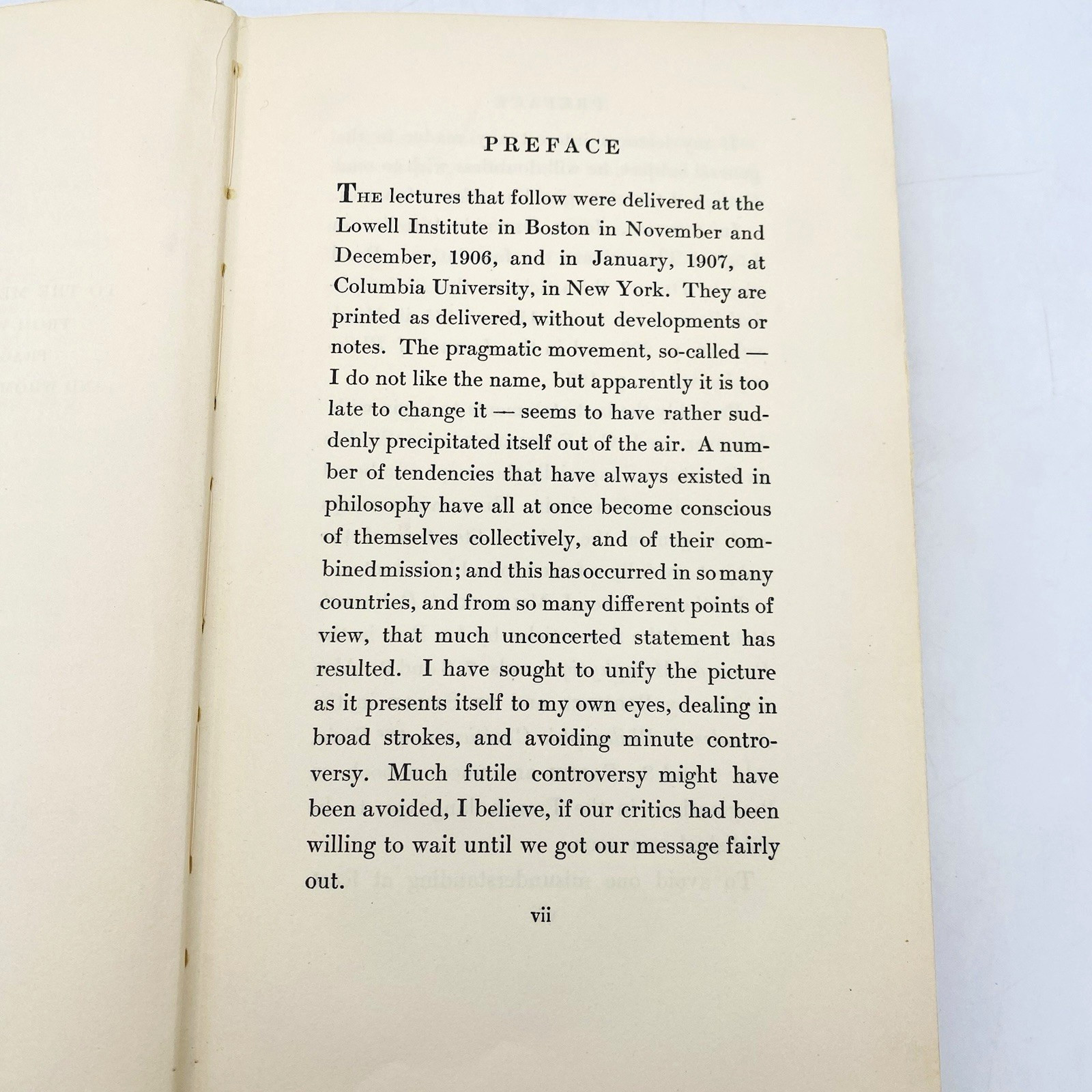 Pragmatism New Name for Some Old Ways of Thinking William James 1919 Hardcover