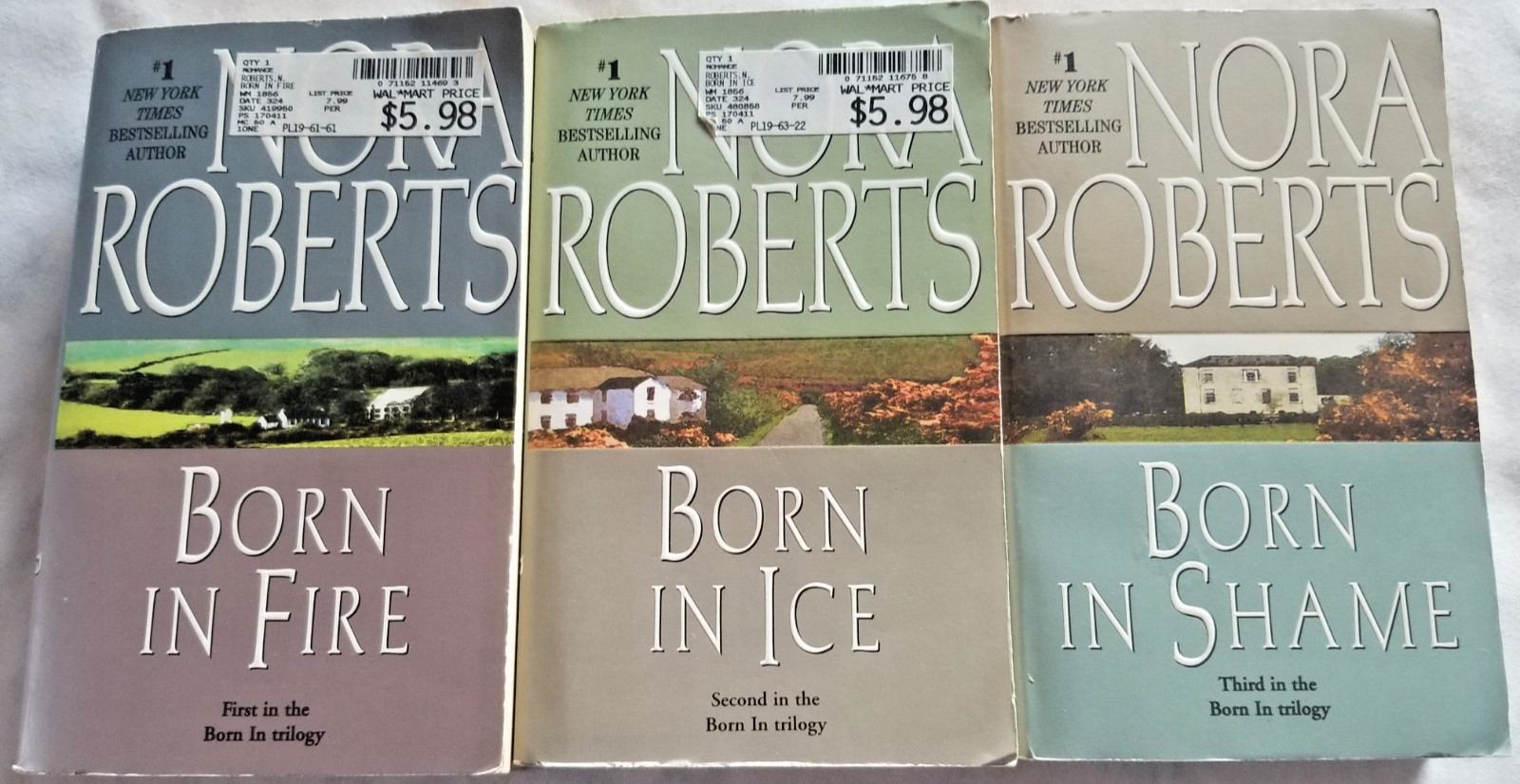 Nora Roberts Born In Trilogy Complete Set Of 3 MM Pbs Concannon Sisters Fire