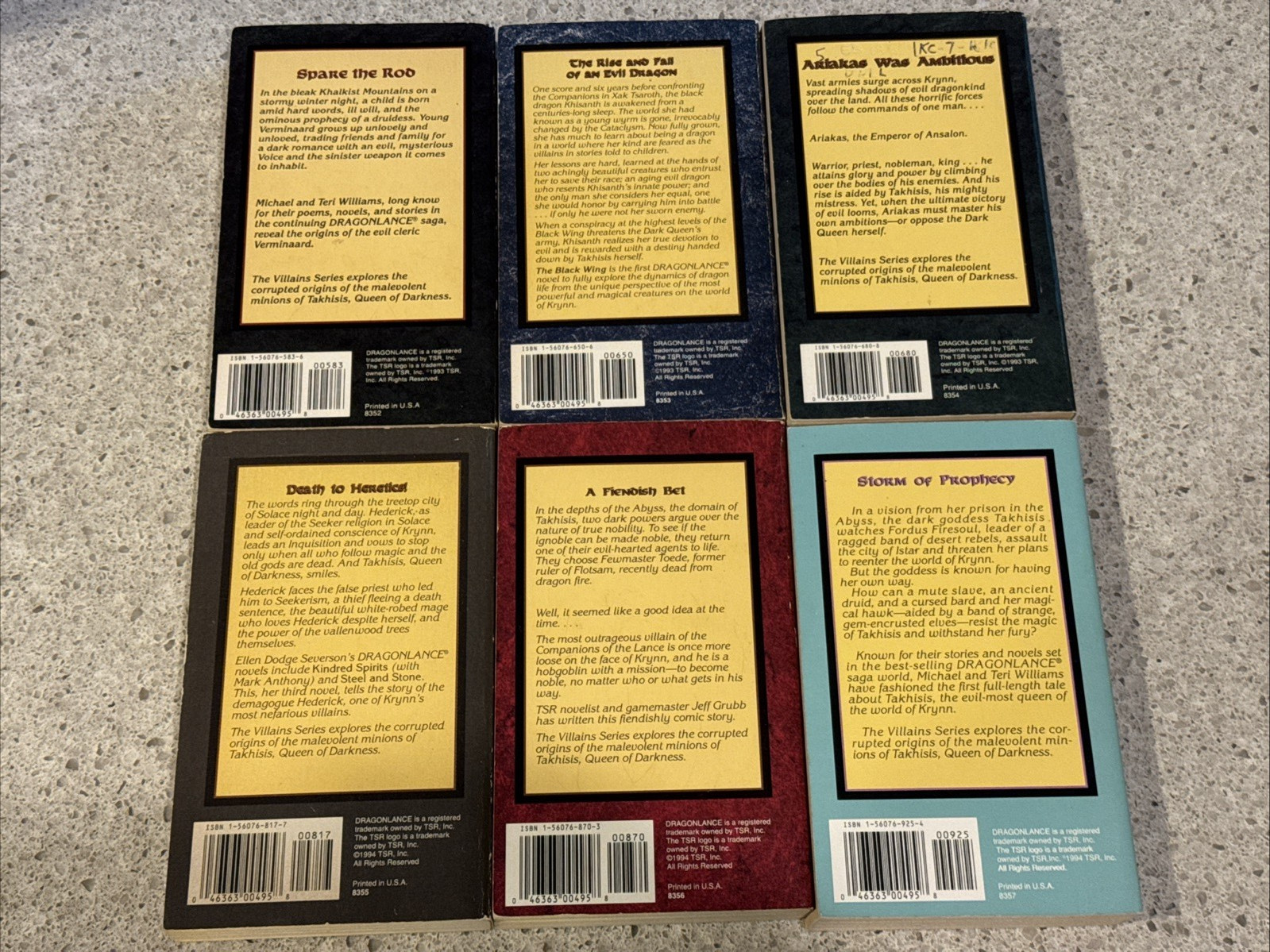 Dragonlance VILLAINS Complete Series Lot 1st Ed – 1st Print AD&D TSR D&D Niles