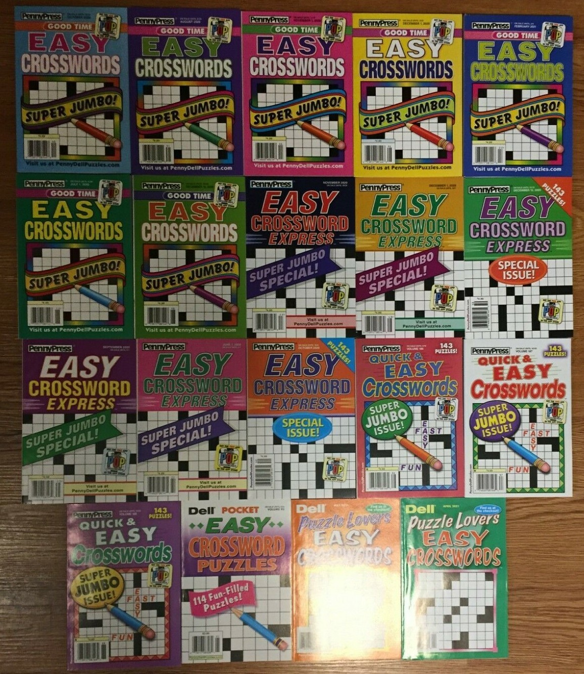 Lot of 5 Dell Penny Press Crossword Puzzle Books ALL EASY Super Jumbo Unsorted