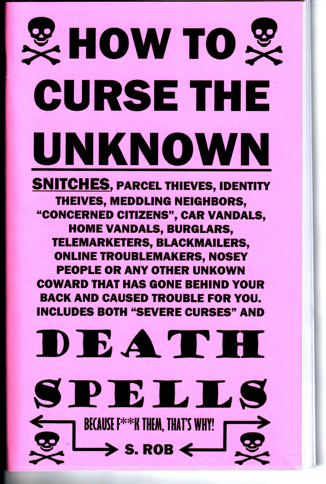 HOW TO CURSE THE UNKNOWN book SNITCHES, BURGLARS, VANDALS ++++++++++++++++++++++