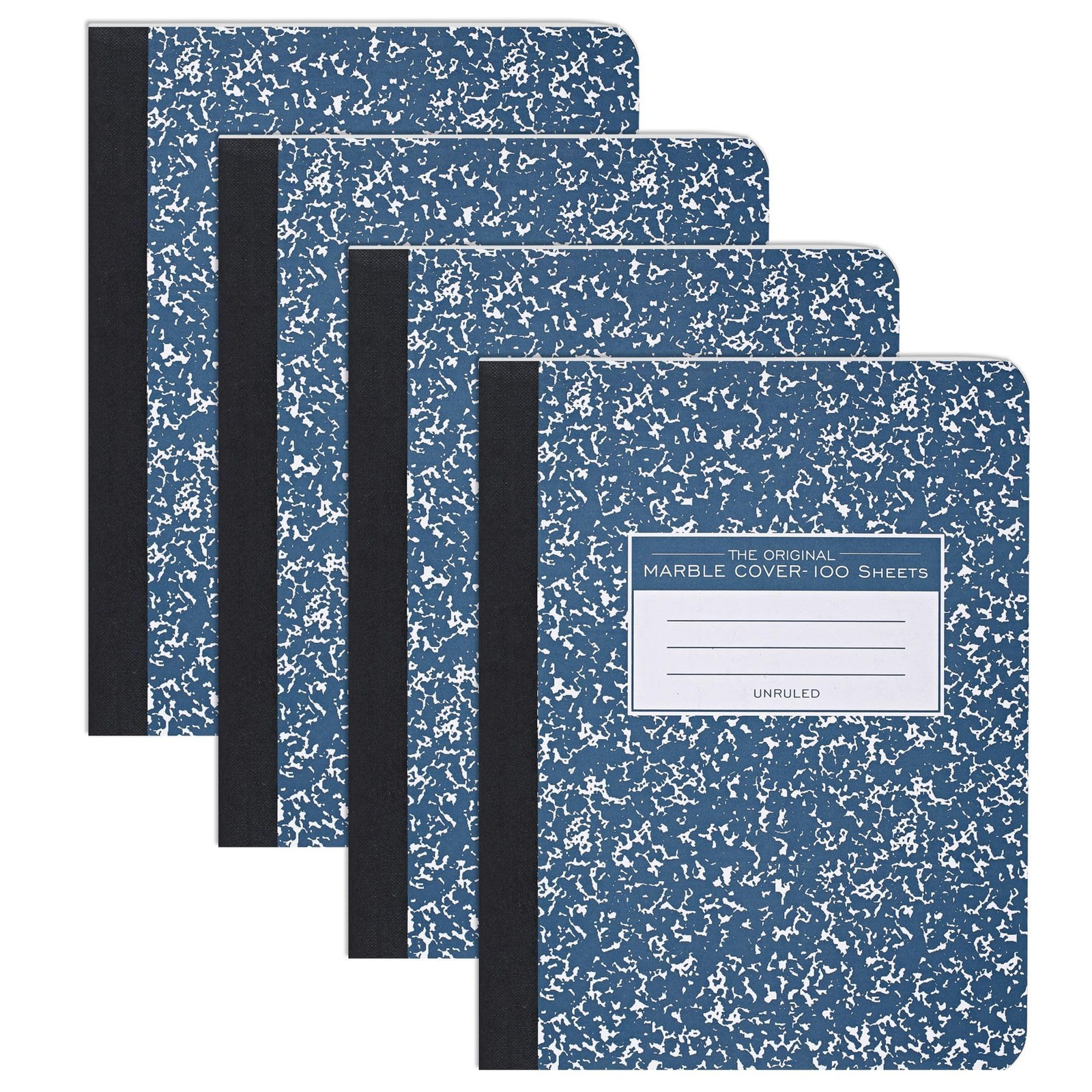 Hard Cover Composition Notebook, 4 Pack, Blue Marble Comp Book, 9.75″ x 7.5″,…