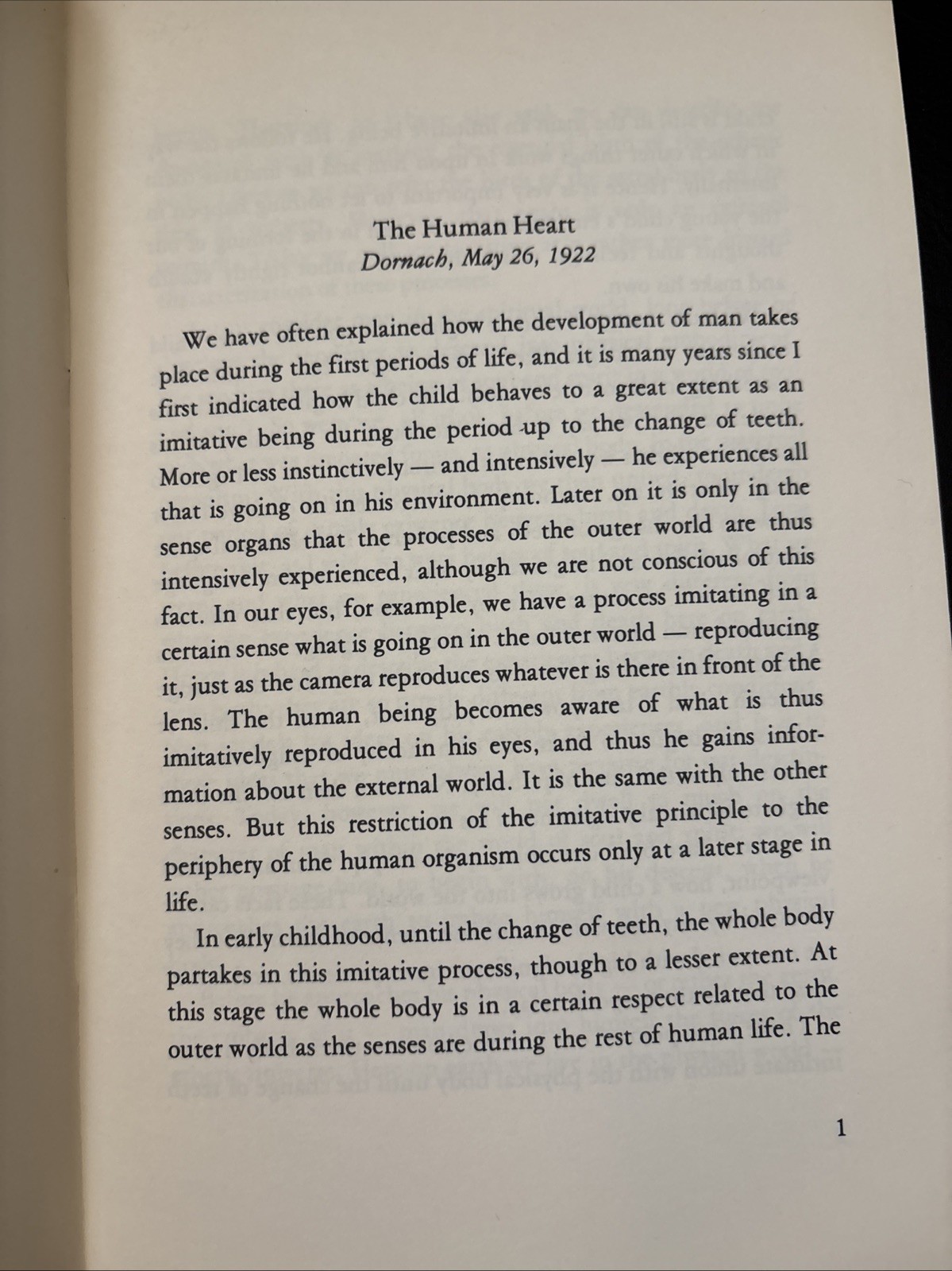 The Human Heart By Rudolf Steiner: 1985 Mercury Press