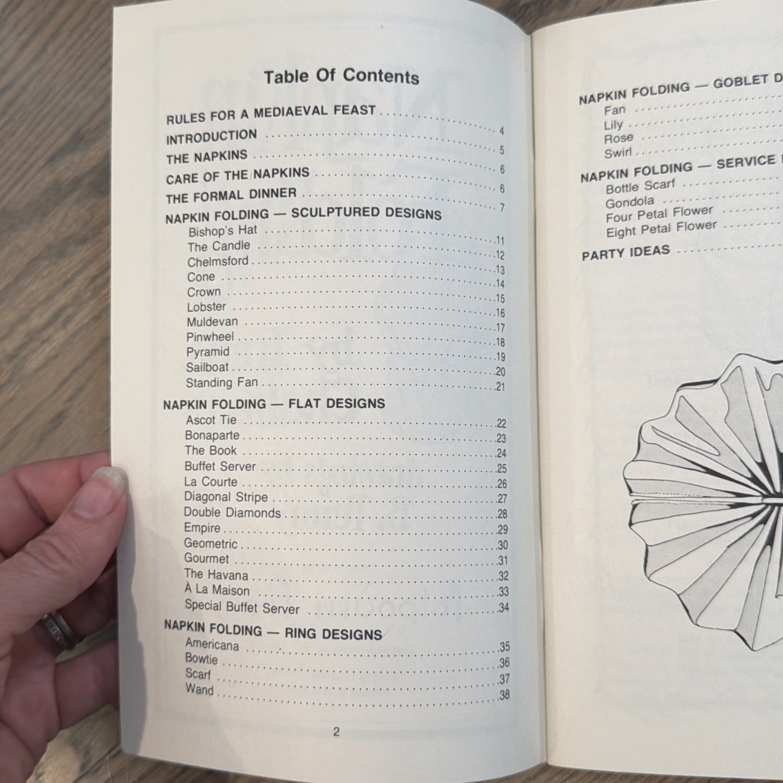 Napkin Folding Irena Chalmers Sculptured Flat Ring Designs Party Ideas Book