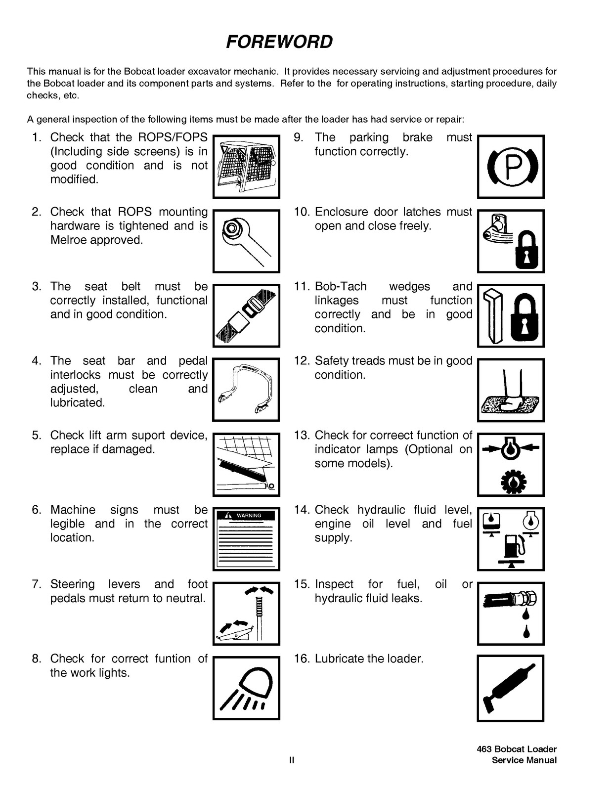 BOBCAT 463 Skid Steer Loader Service Manual 2006 SN 522111001 Up, FOLDOUTS