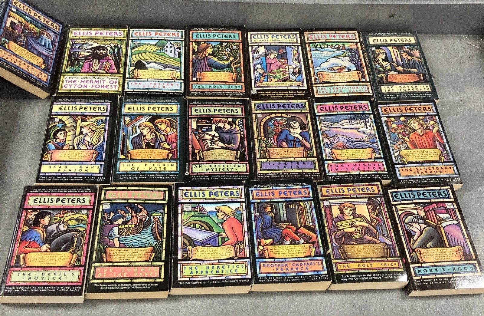 Set of 19 Brother Cadfael mystery paperbacks Ellis Peters