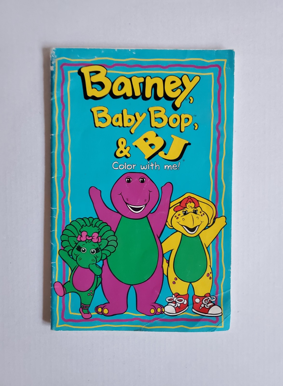 Barney Baby Bop And BJ Color With Me Fan Club Coloring Book 5 x 8 Inch 1995 Used