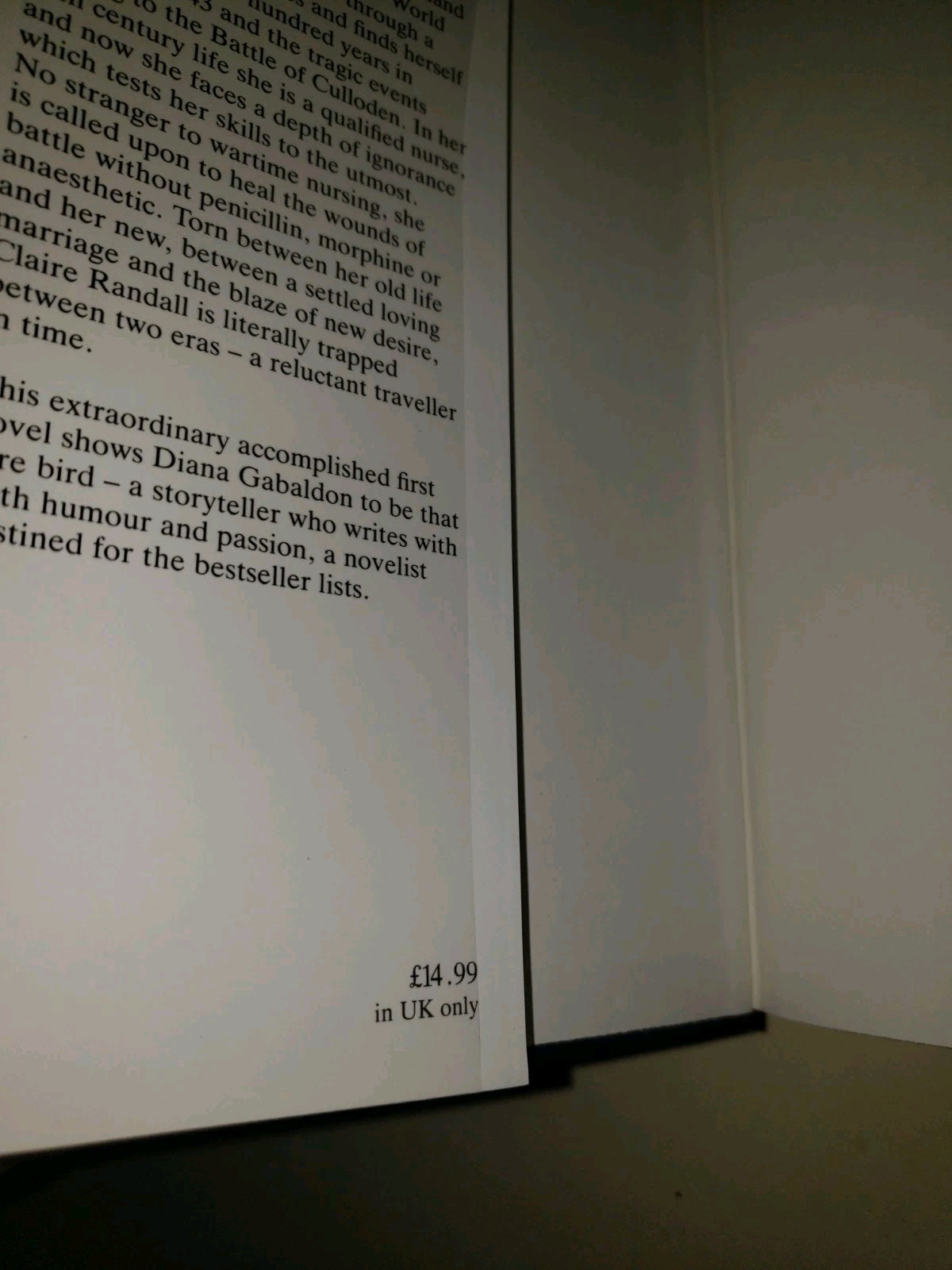 Diana Gabaldon Cross Stitch 1 of 2000 (Outlander Book One, 1991 UK) Hc Dj