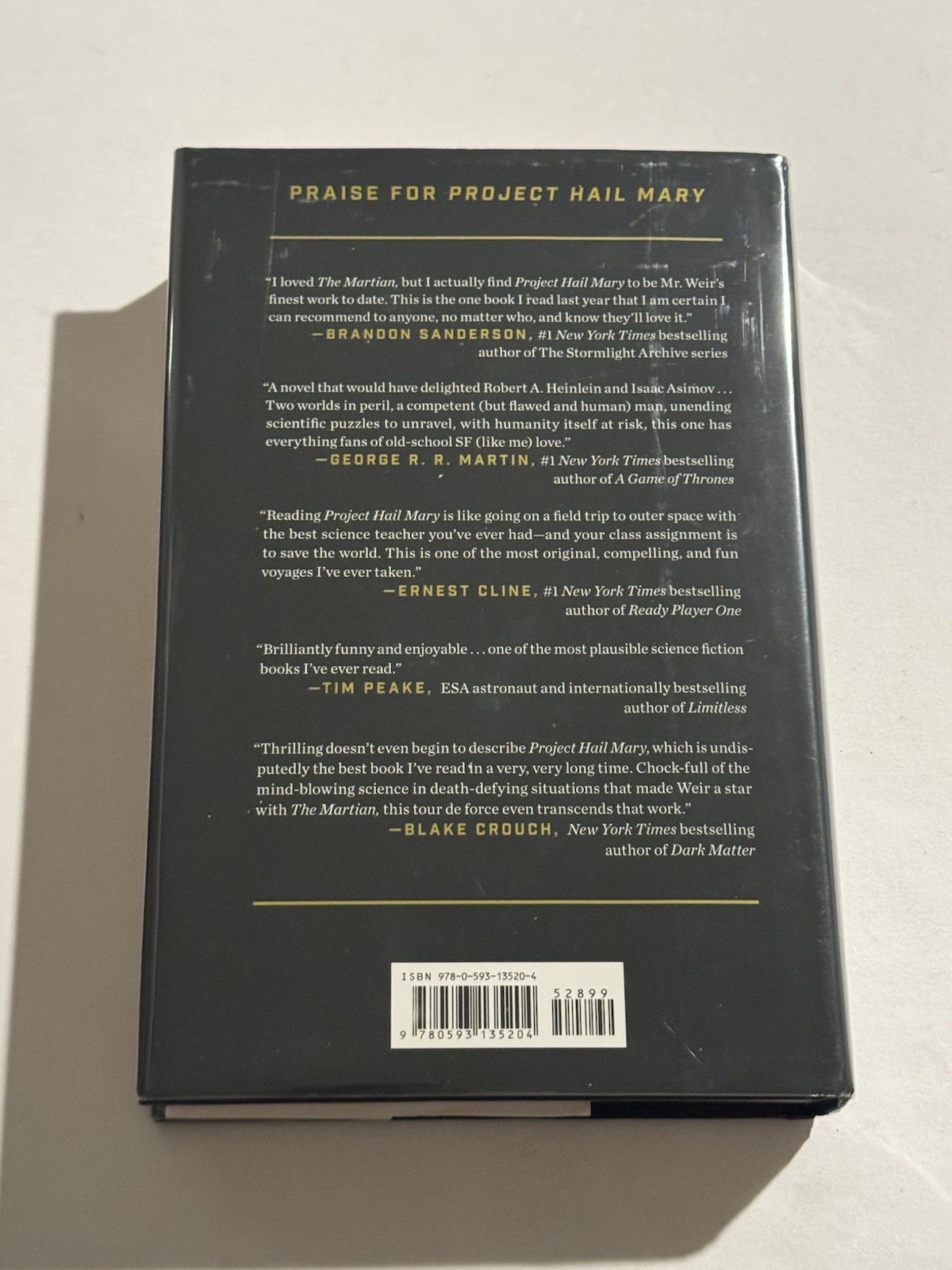 ANDY WEIR SIGNED PROJECT HAIL MARY BOOK 1st Edition AUTOGRAPHED RARE BAS COA