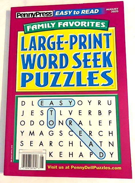 WORD SEEK PUZZLES BOOK Large-Print Family Favorites August 2025 PennyPress