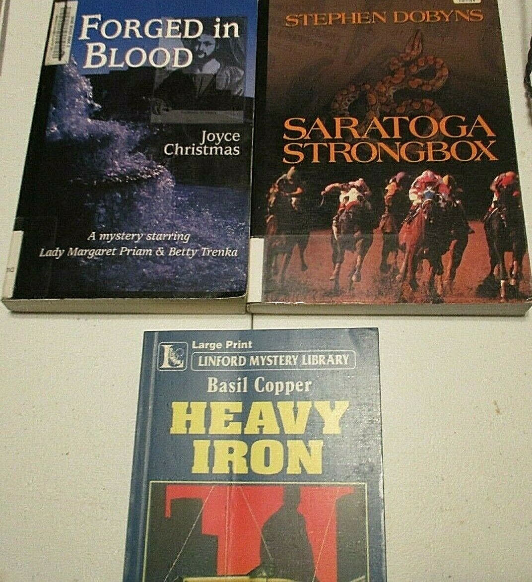 3 Large Print MYSTERIES various authors see photo/synopsis