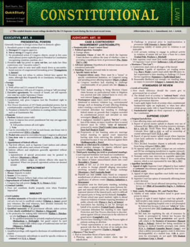 Constitutional Law: A Quickstudy Laminated Reference Guide – Cards – VERY GOOD