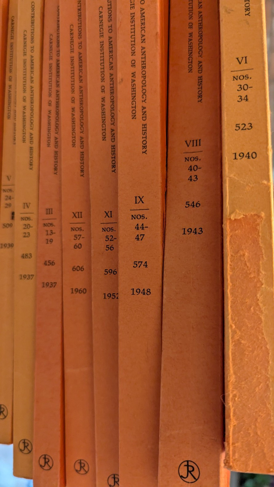 10 Vols Contributions 2 American Anthropology & History; CARNEGIE Institution Wa