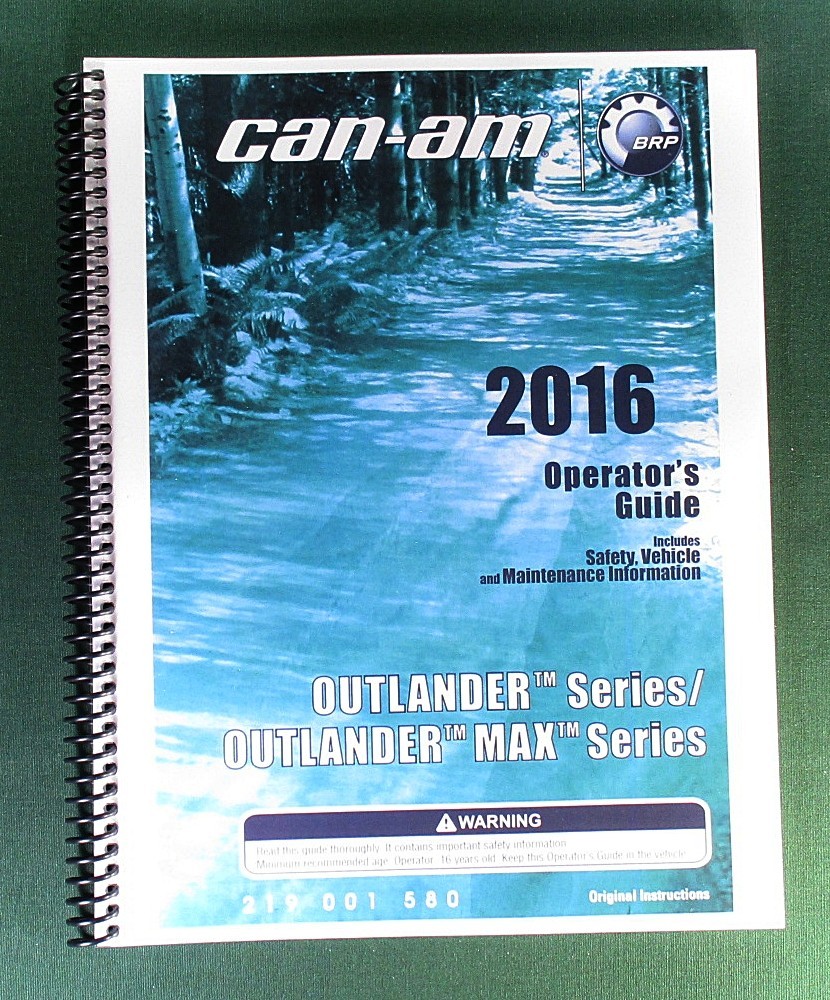 2016 Can-Am Outlander 650 Owner’s Manual: 204 Pages & Protective Covers!