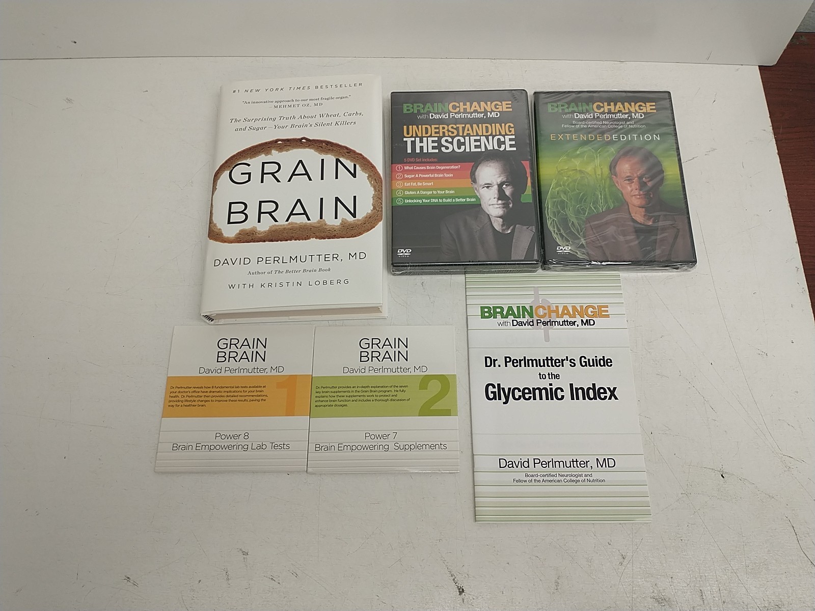 David Perlmutter DVD/Book Combo Set Grain Brain/Brain Change Health Nutrition