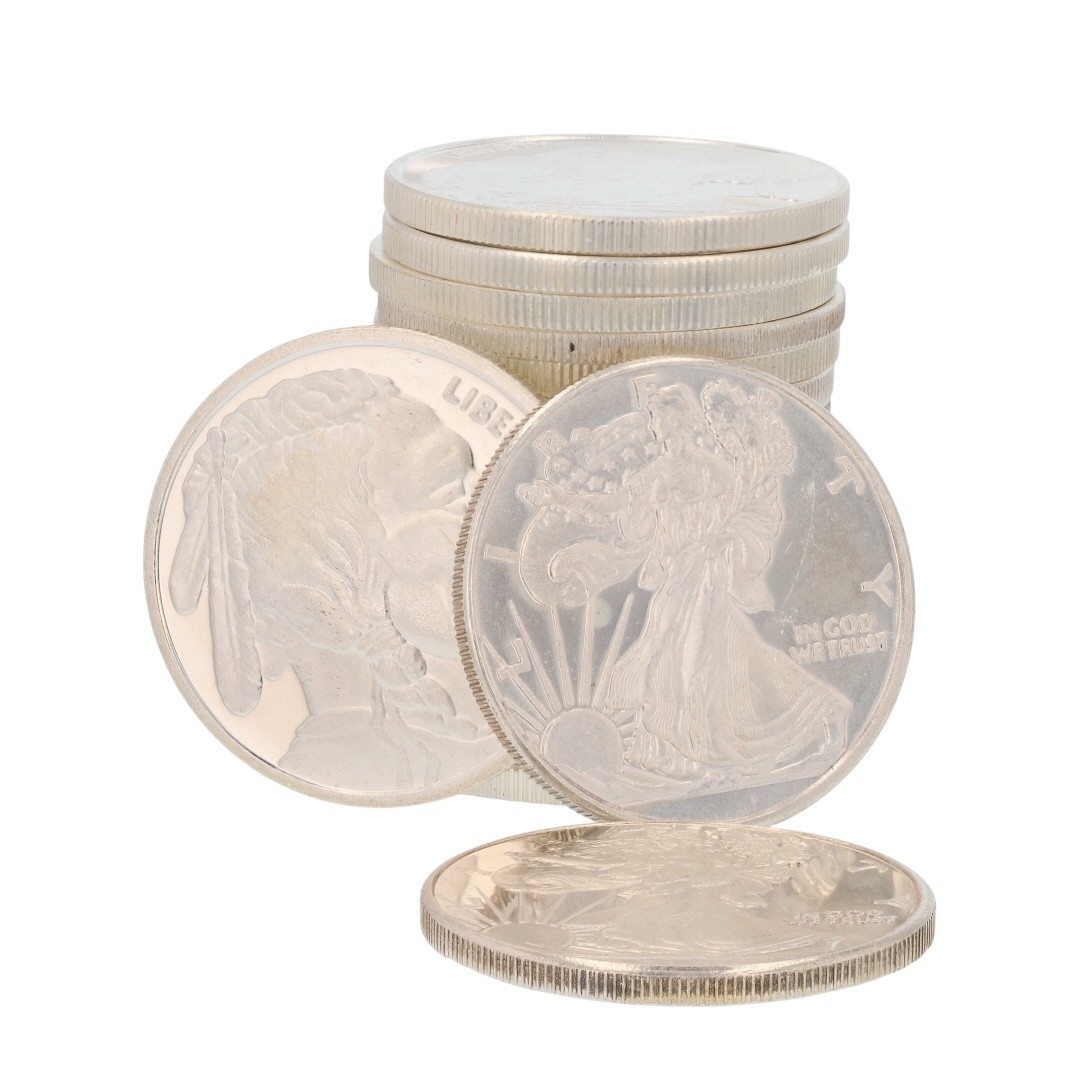 1 oz Buffalo Indian / Walking Liberty Silver Round .999 Fine Silver Set of 19