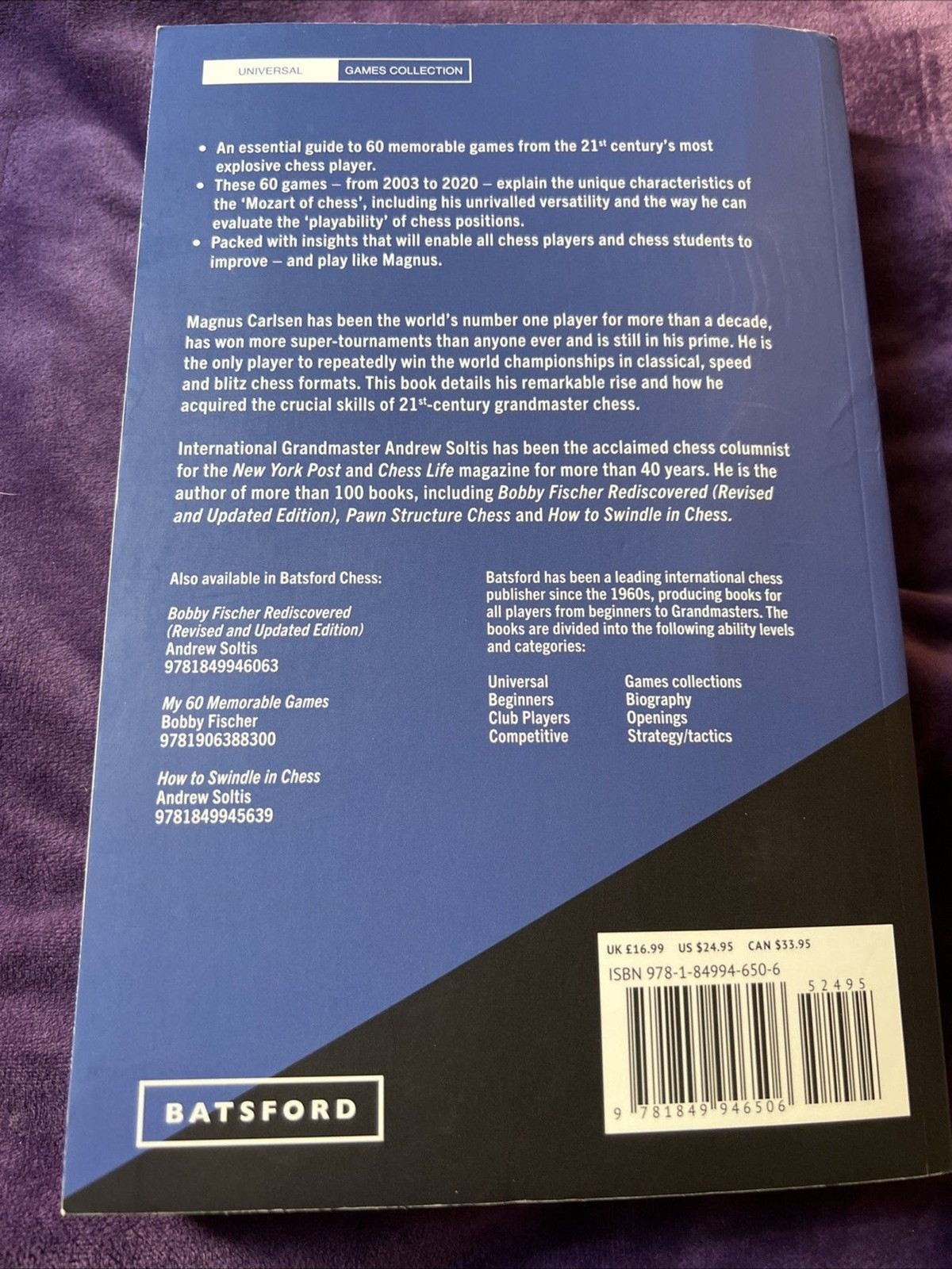 Magnus Carlsen : 60 Memorable Games by Andrew Soltis (2020, Trade Paperback)