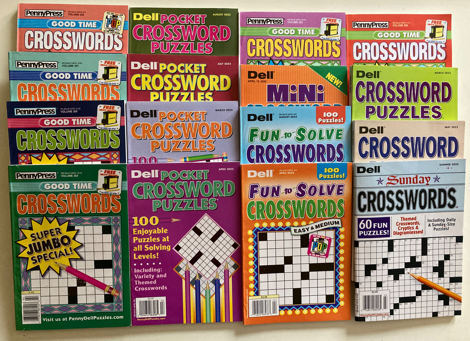 Lot of 5 Dell Penny Press ALL SOLVING LEVELS Crossword Puzzle Books UNSORTED