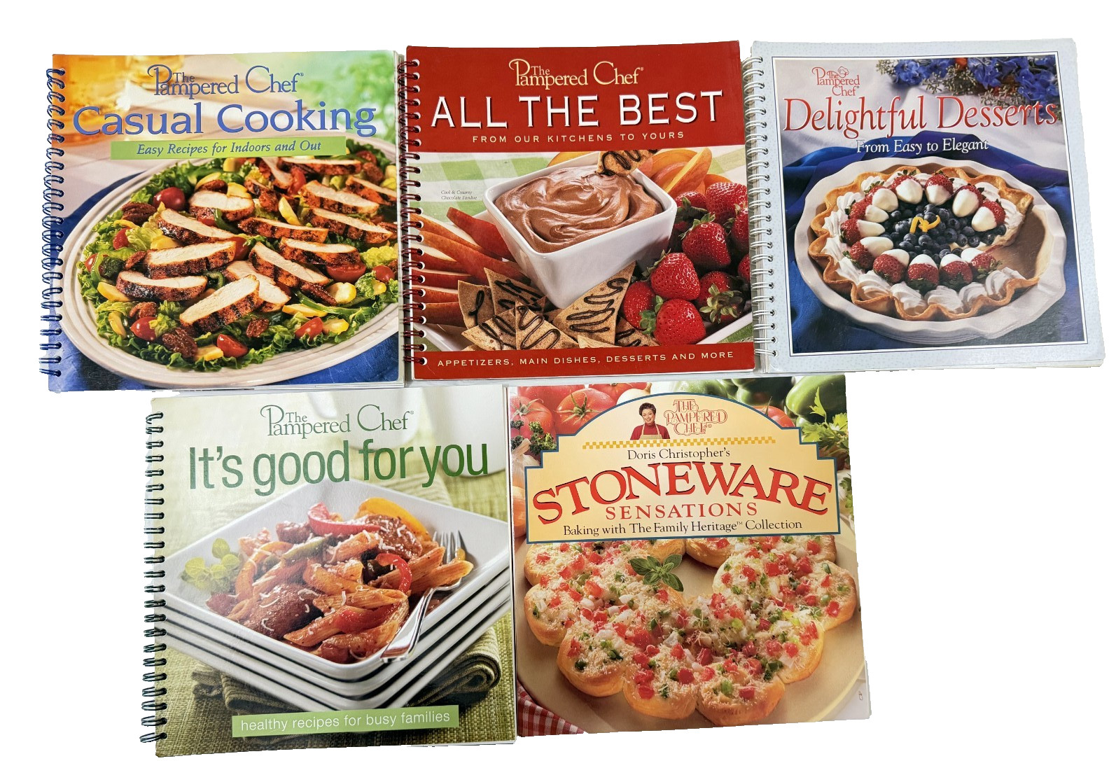 Vintage Pampered Chef Spiral Bound and Paperbound Cookbooks Lot of 5