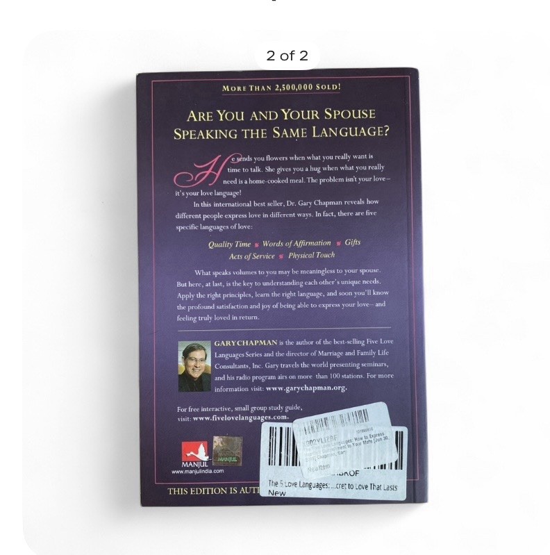 The Five Love Languages by Gary Chapman Paperback, Love & Relationships, Includ…