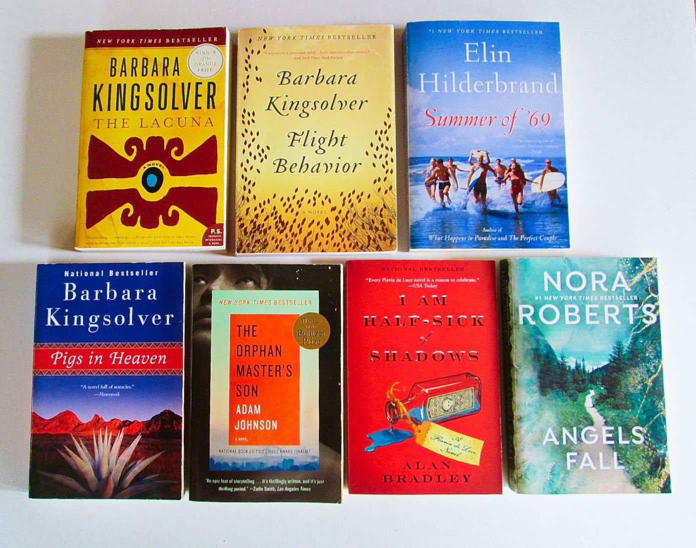 Lot of 7, NYT New York Times & National Bestsellers, Trade Paperback Fiction