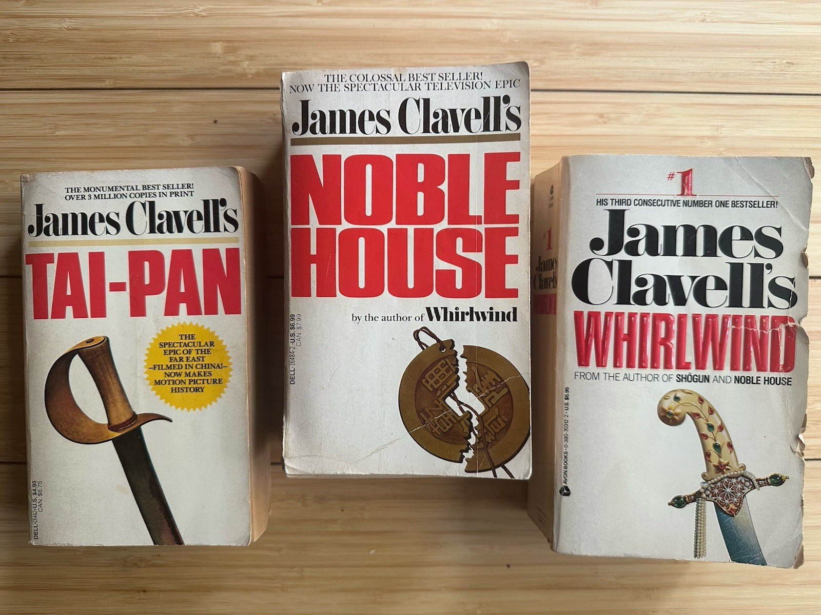James Clavell : TAI-PAN & Noble House & WHIRLWIND (1986, Paperback) LOT OF 3