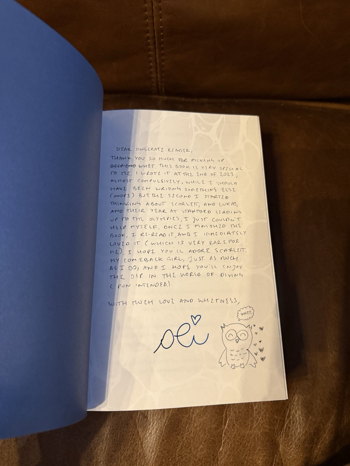 SIGNED Deep End by Ali Hazelwood OWLCRATE LIMITED EDITION Reverse DJ, Stenciled