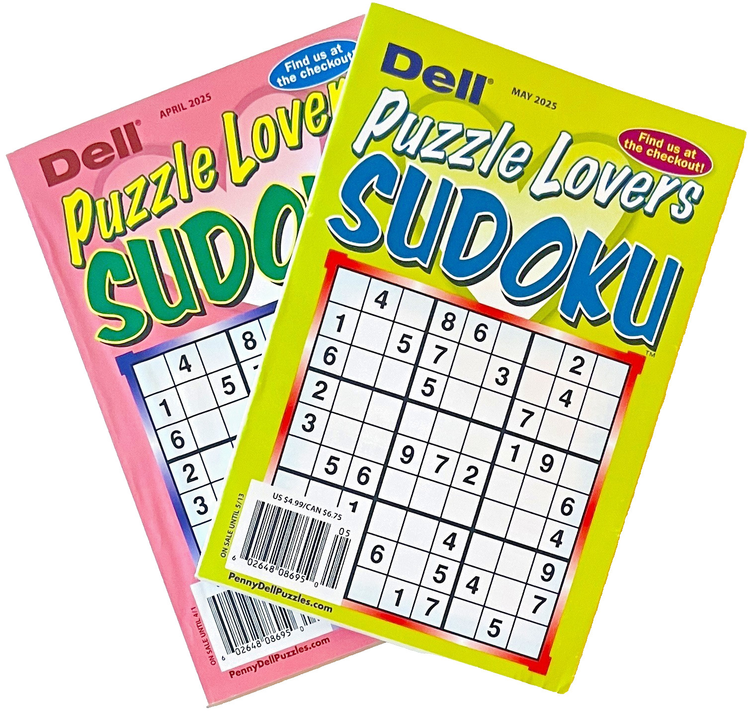 Lot of 2 Dell Sudoku Puzzle Lovers Puzzle Books All Solving Levels!
