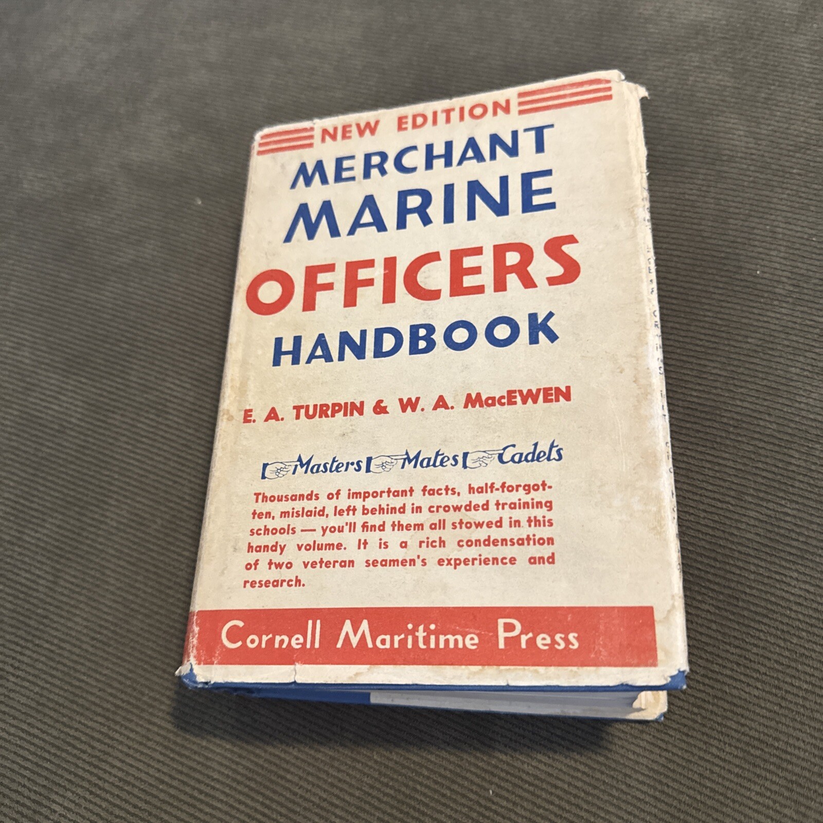 Vintage 1950 Merchant Marine Officers’ Handbook With Sleeve by Macewen William A