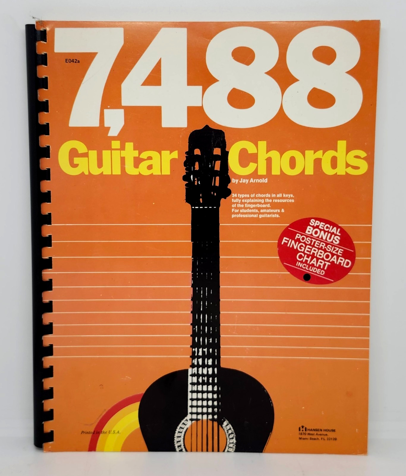 VTG 1984 7,488 GUITAR CHORDS SOFTCOVER BOOK WITH CHORD POSTER ~ JAY ARNOLD