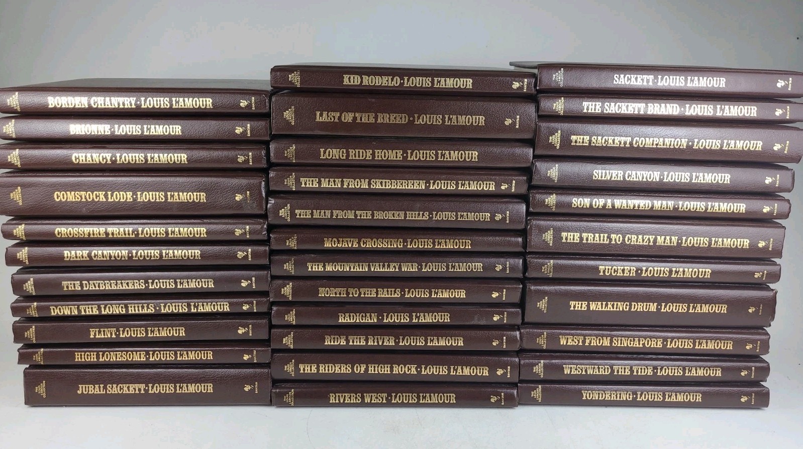 Lot Of 34 Louis L’amour Leatherette Collection Bantam Books HC 1980s-90s