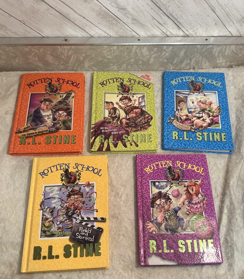 Rotten School Lot Of 5 Hardcovers by R. L. Stine Goosebumps Books 1,7,9,10 & 11