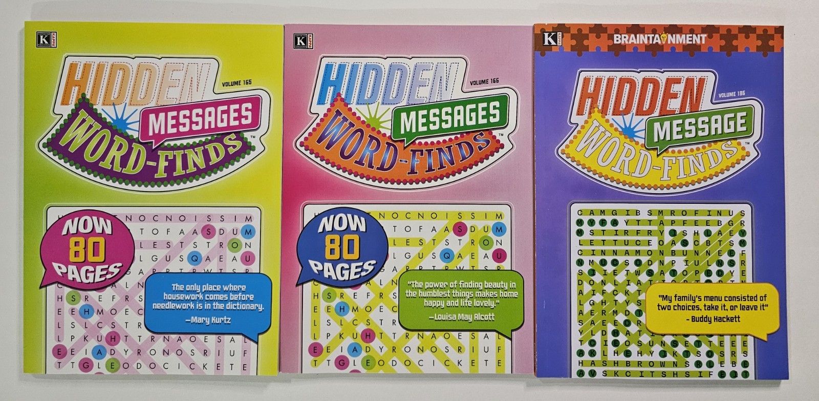 3 New Hidden Message Word-Finds Puzzle Books Vol # 165-186 ~Search,Hunt,Activity