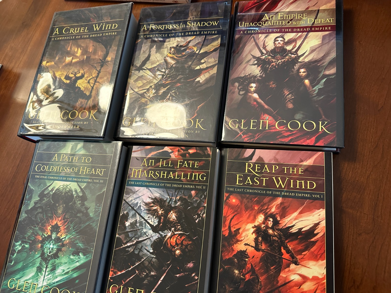 Glen Cook Dread Empire. Signed limited editions (3). Trade HC (1). Trade PBs (2)