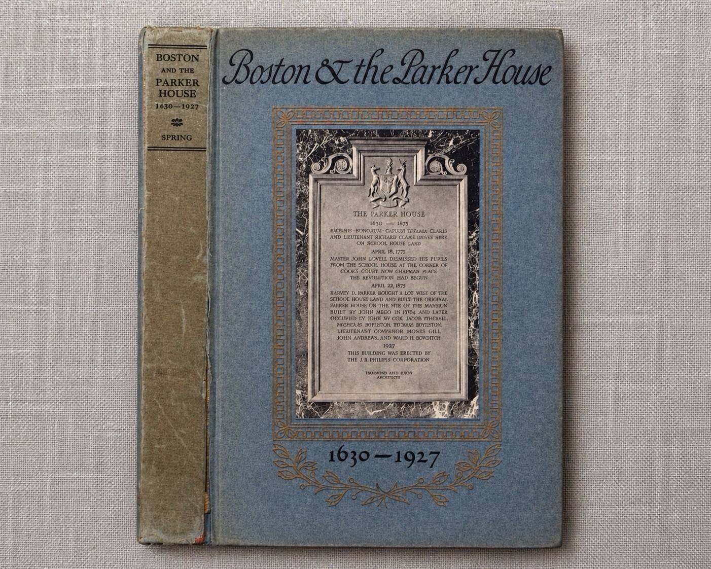 Boston Parker House 1927 Privately Printed Boston History Book w Map Plates