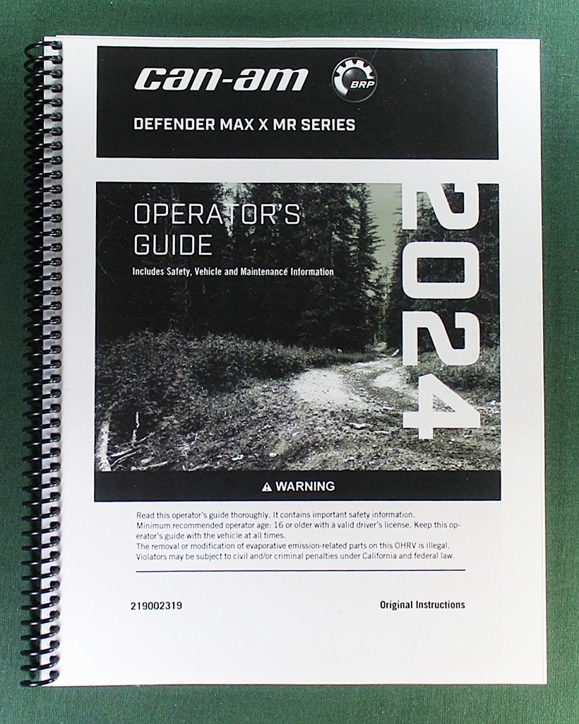 2024 Can-Am Defender MAX X mr HD10 Owner’s Manual: 212 Pages & Protective Covers