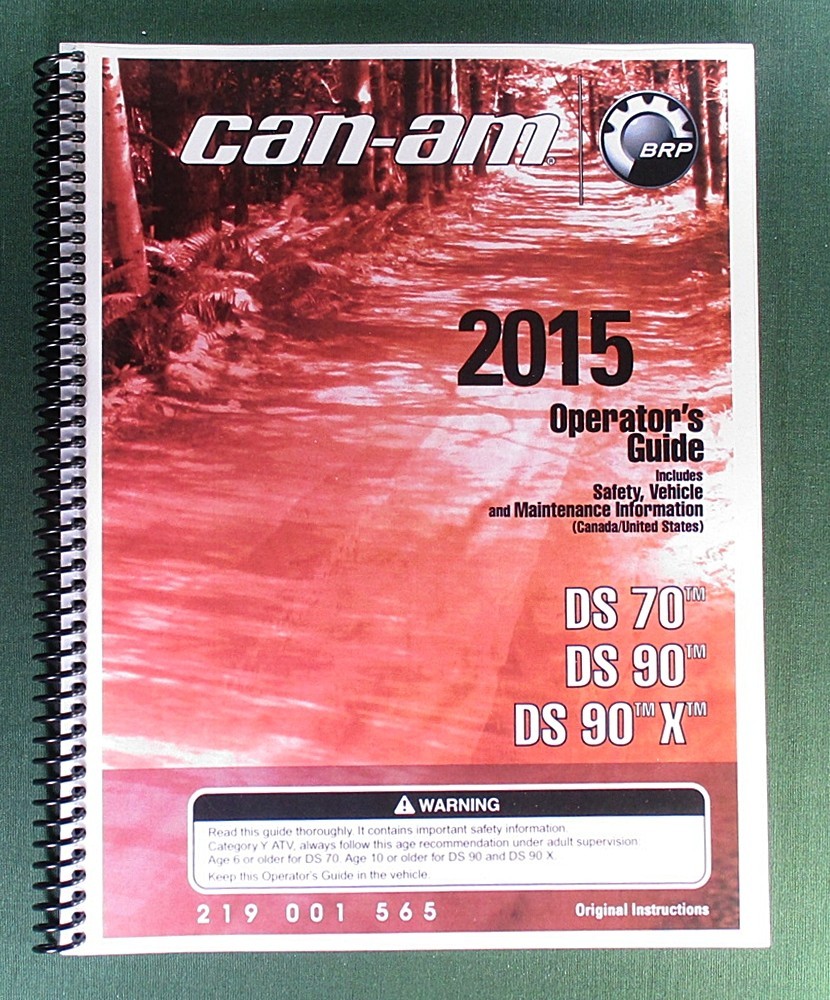 2015 Can-Am DS 90X Operator’s Manual: 130 pages & protective Covers!