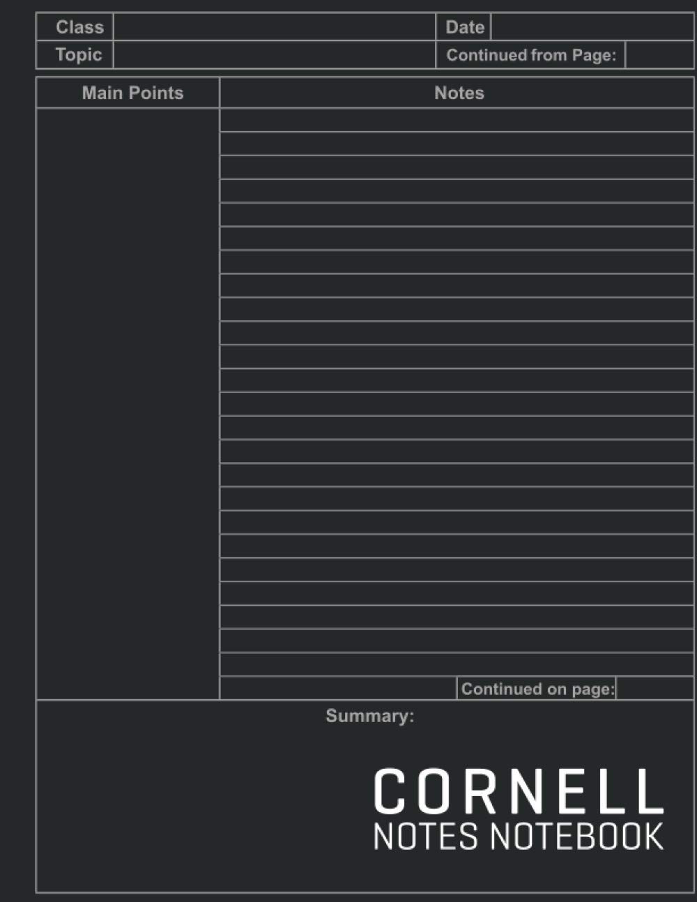 Cornell Notes Notebook: Cornell Style Note Taking Notebook for Students and …