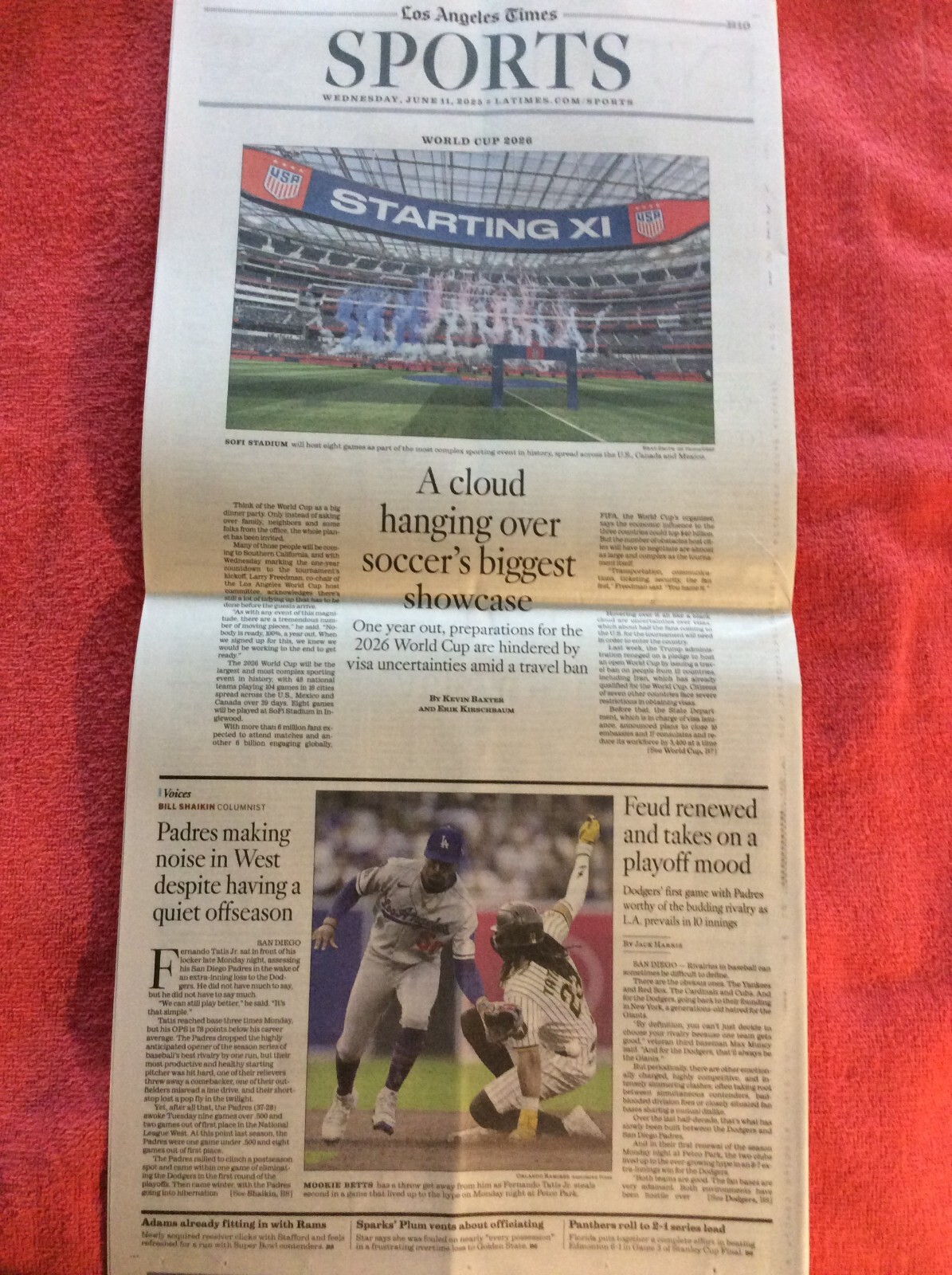 LA TIMES SPORTS SECTION JUNE 11 2025 DODGERS MOOKIE BETTS WORLD CUP 2026