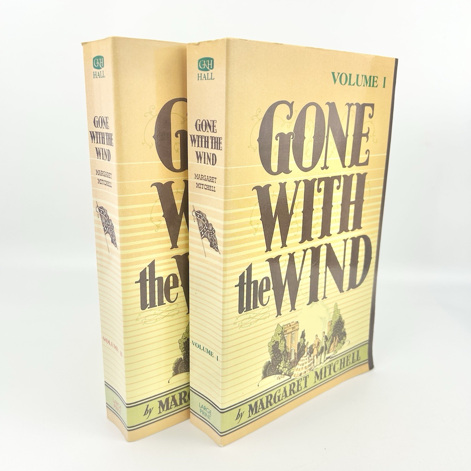 Rare Gone With The Wind Volume 1 & 2 Mitchell GK Hall Large Print Paperbacks